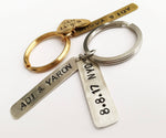 Custom personalised keychain Silver brass metal keychain Handstamped Personlized gift