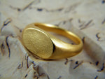 Gold signet ring oval ring monogram ring