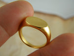 Gold signet ring oval ring monogram ring
