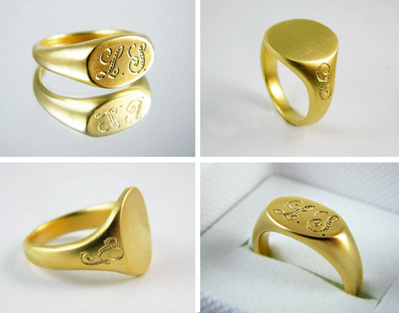 Gold signet ring oval gold ring dainty gold ring personalized ring