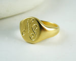 Gold signet ring Monogram signet ring personalized ring initials ring